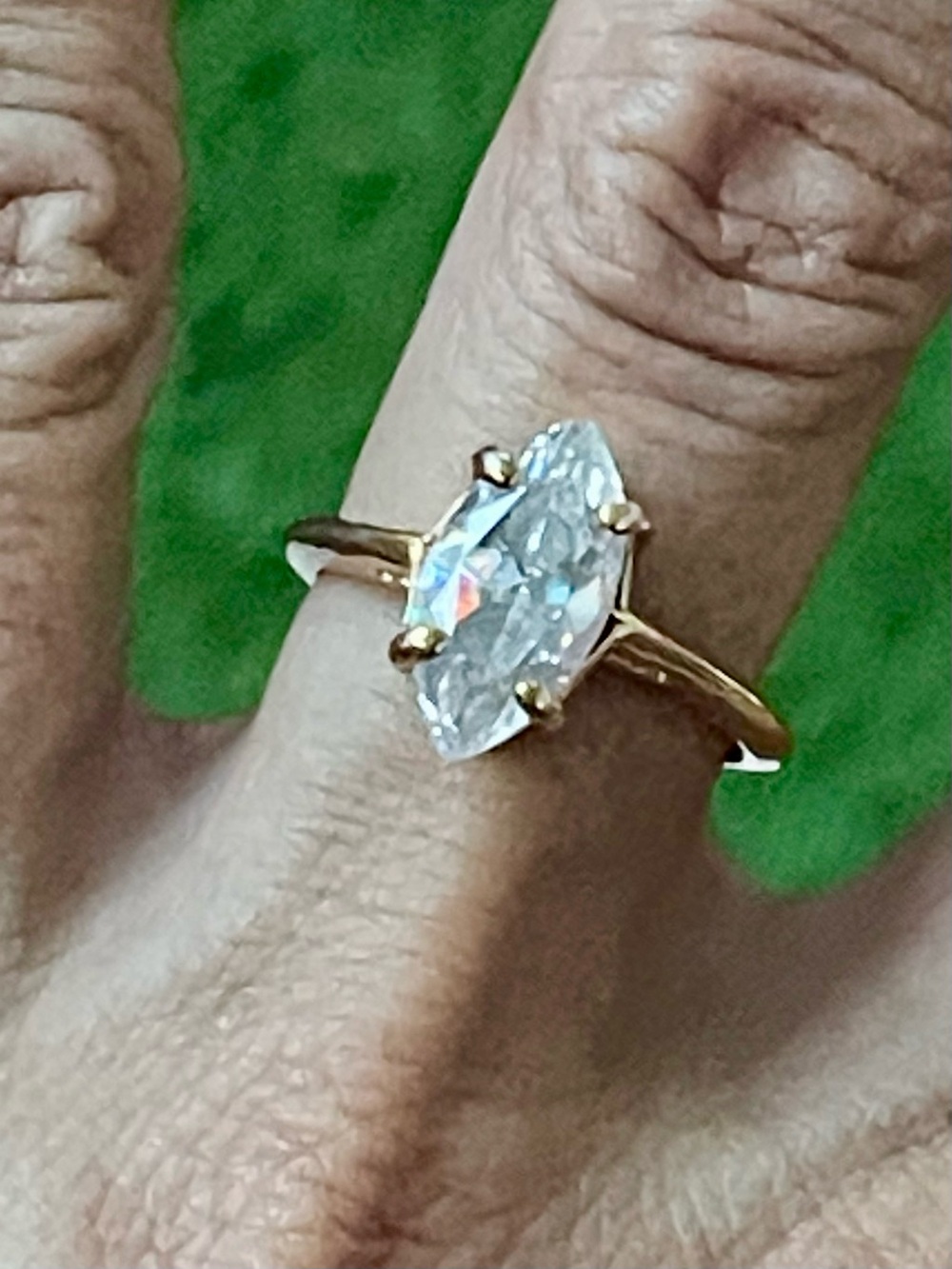 Classic Marquise Solitaire Ring - Gold with Clear Stone